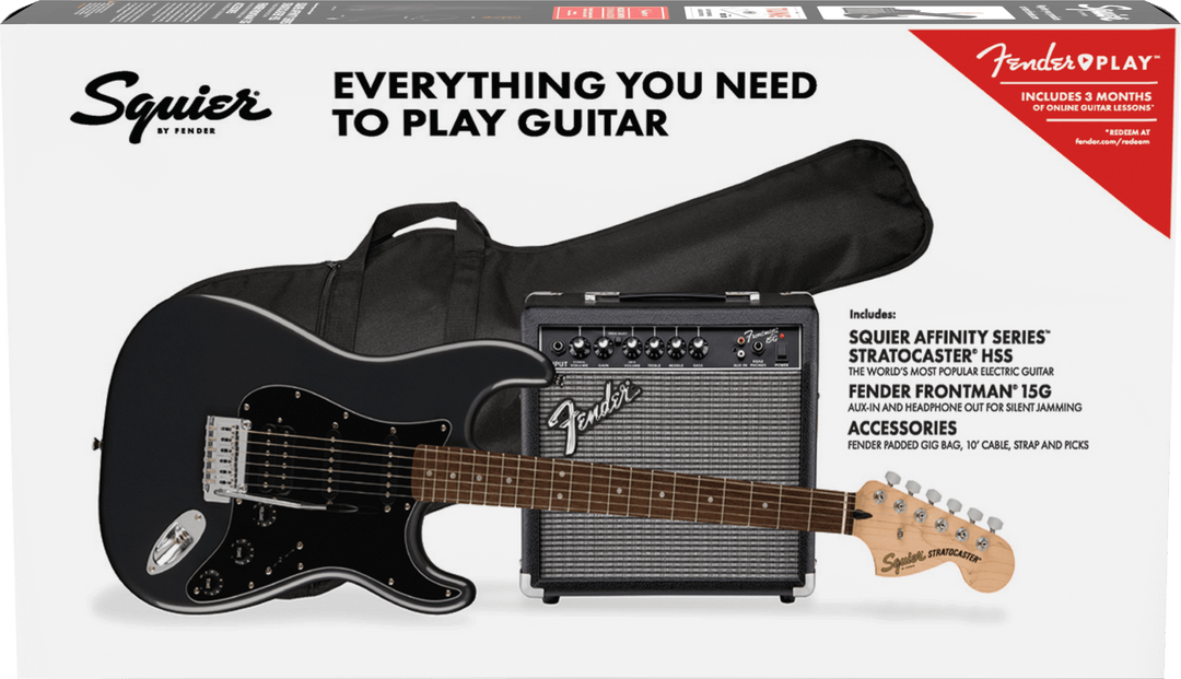 Fender Stratocaster E-Gitarre Startpakke (Frost Metallic)