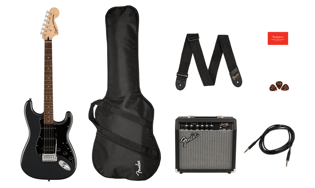 Fender Stratocaster E-Gitarre Startpakke (Frost Metallic)