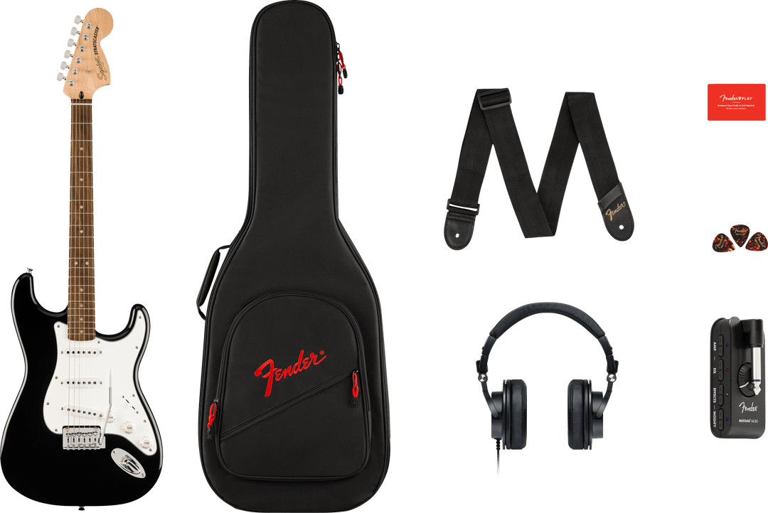 Fender Stratocaster Mustang E-Gitarre Startpakke (Black)