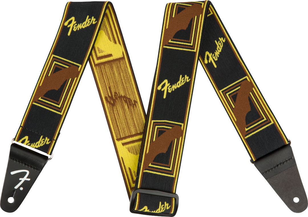 Fender Weighless Gitarrenrem (Black/Yellow/Brown, 2")