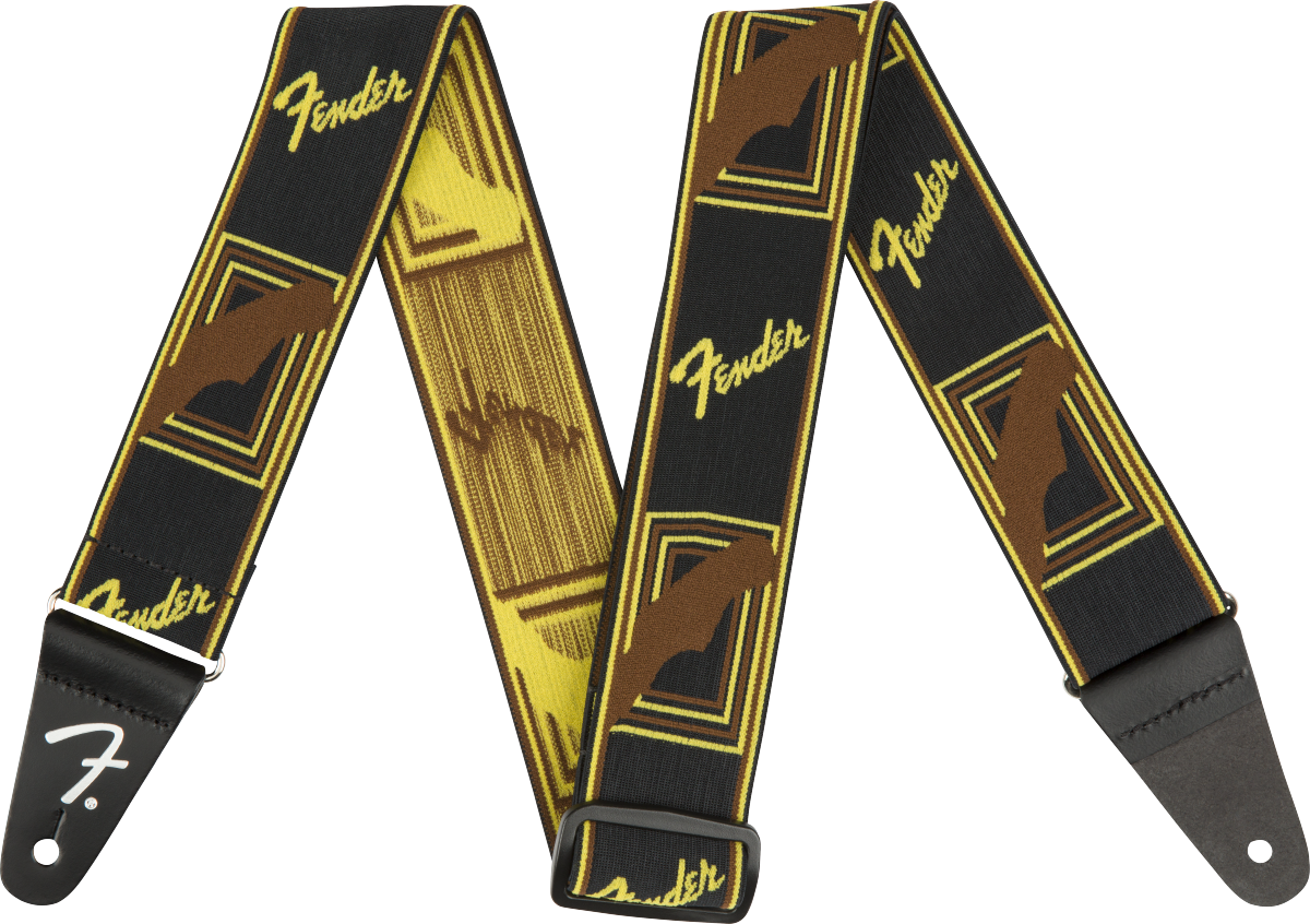 Fender Weighless Guitar Strap (Black/Yellow/Brown, 2")