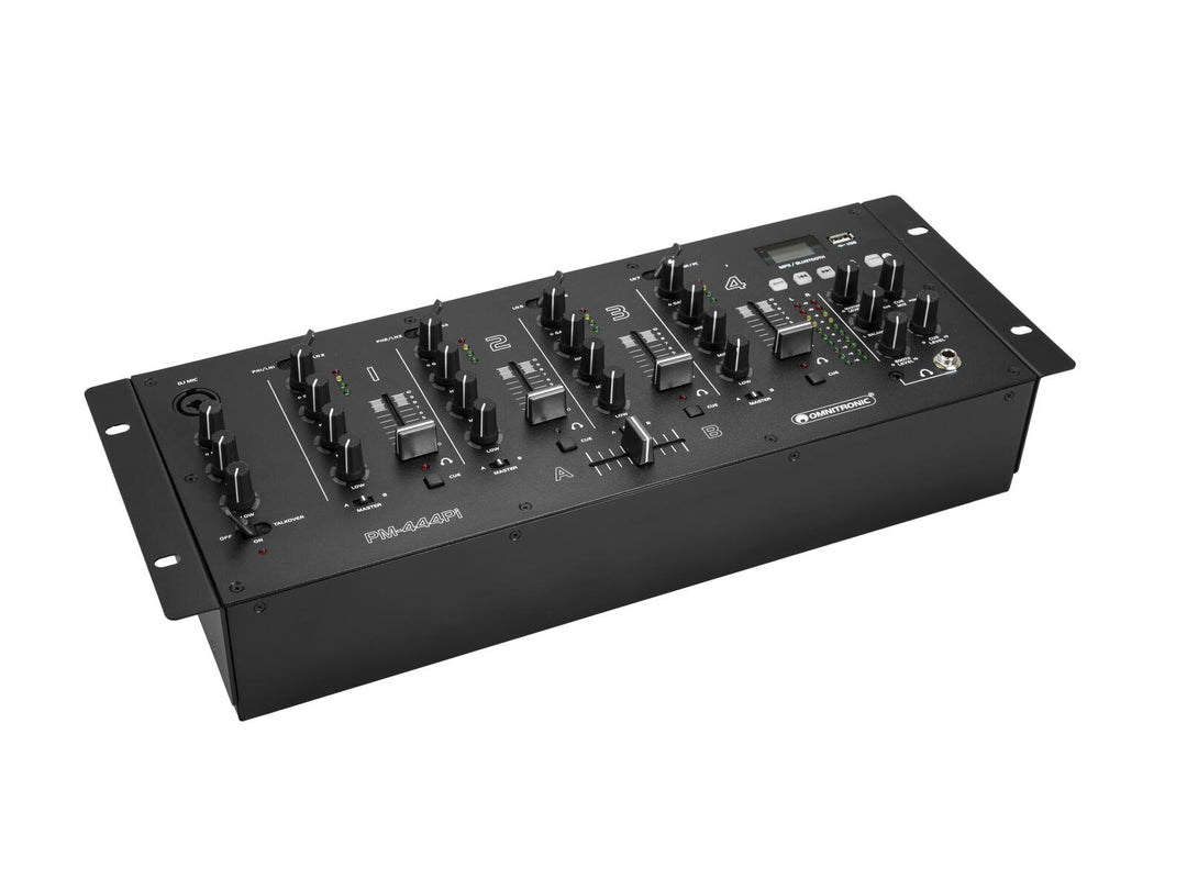 OMNITRONIC PM-444Pi 4-Kanal-DJ-Mixer mit Player & USB-Schnittstelle