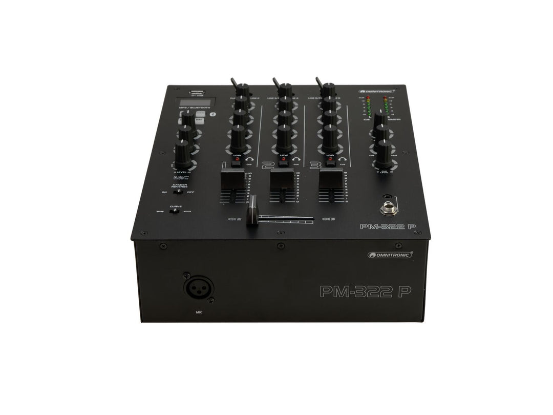 OMNITRONIC PM-322P 3-Kanal-DJ-Mixer mit Bluetooth & USB-Player