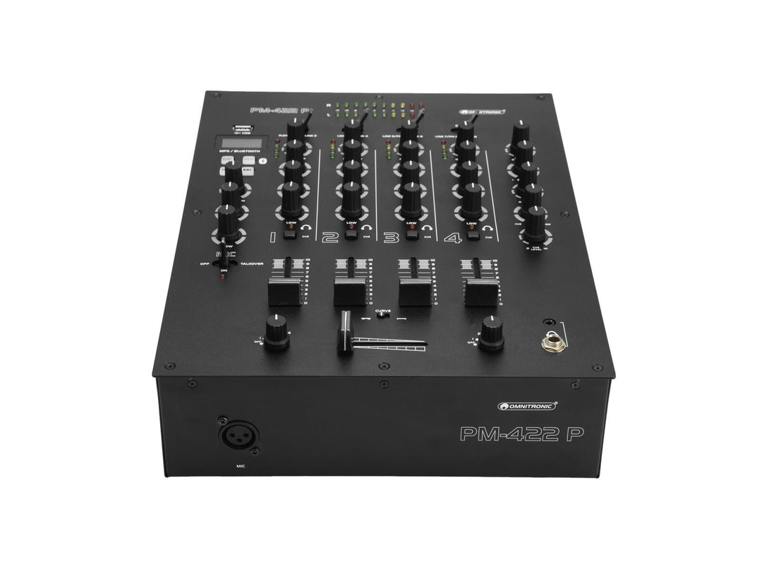 OMNITRONIC PM-422P 4-Kanal-DJ-Mixer mit Bluetooth & USB-Player