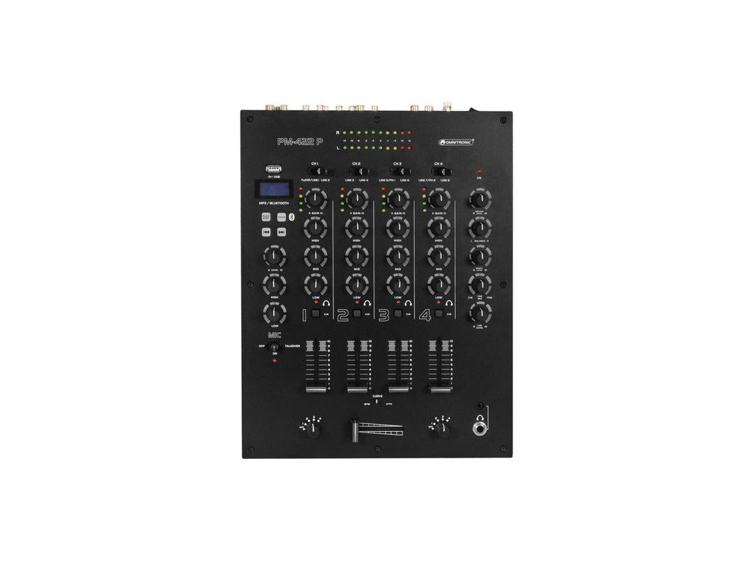 OMNITRONIC PM-422P 4-Kanal-DJ-Mixer mit Bluetooth & USB-Player