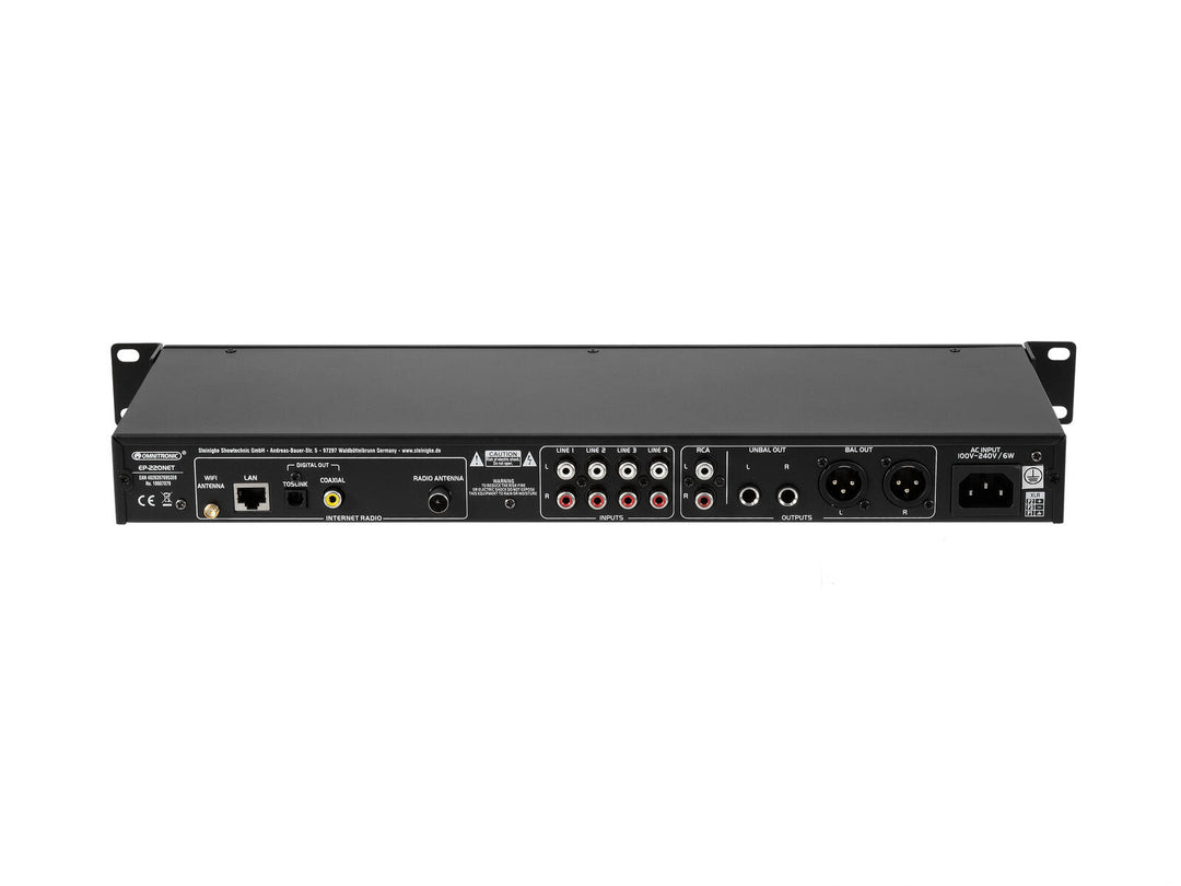 OMNITRONIC EP-220NET Vorverstärker mit Internetradio, DAB+ und Bluetooth