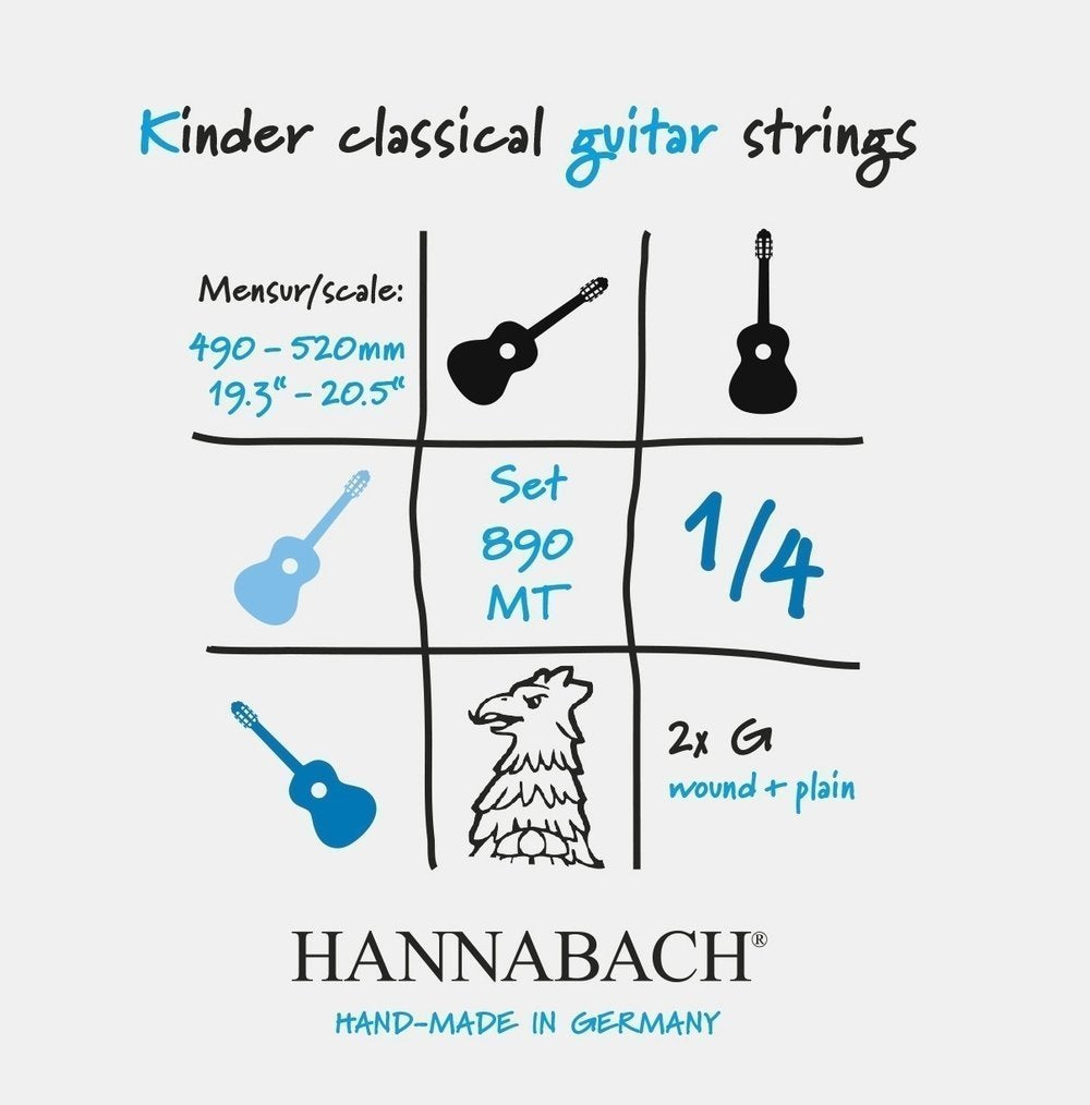 Hannabach 890 1/4 G3 umsponnene Saite für kindergitarre, medium Spannung