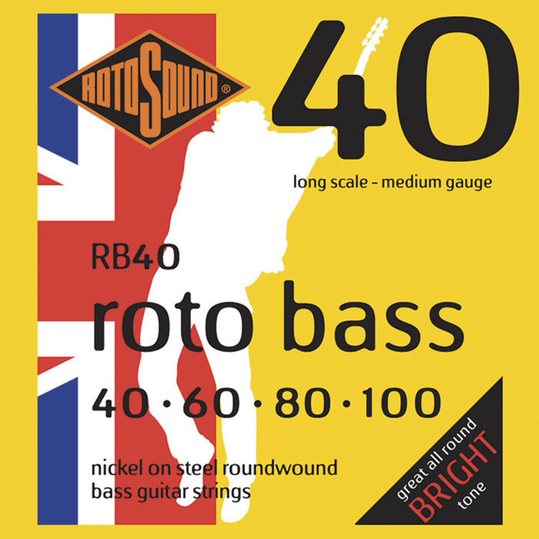 Rotosound E-Bass Saiten Roto Bass - Satz 4-saitig Nickel Medium 40-100 (RB40)