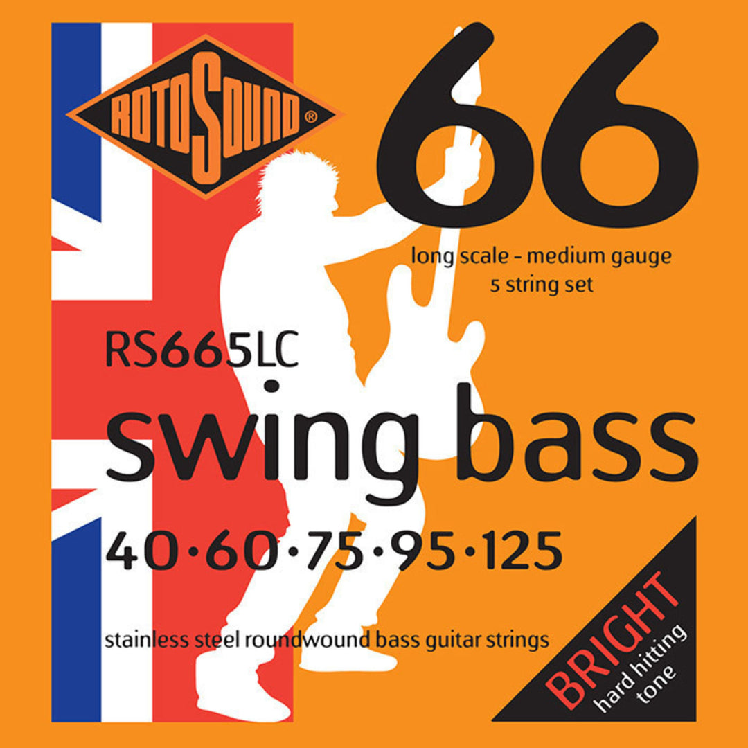 Rotosound E-Bass Saiten Swing Bass 66 - Set 5-saitig Edelstahl Medium 40-125 (RS665LC)