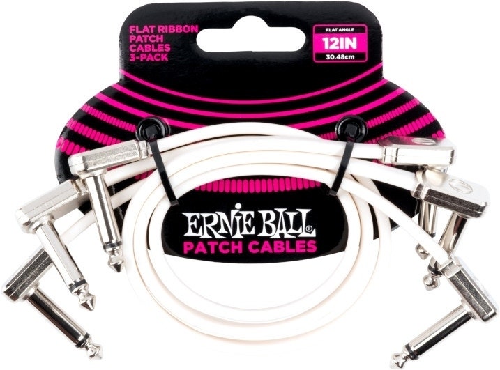 Ernie Ball EB-6386, Flaches Patchkabel White 30cm, 3er-Pack