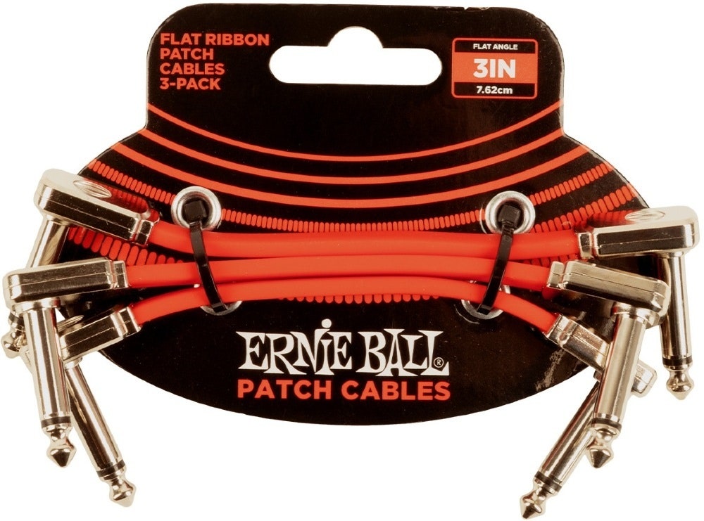 Ernie Ball-6401 Flaches Patchkabel 7,5cm, Red. 3er-Pack