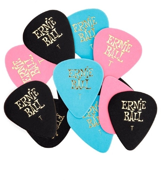 Ernie Ball EB-9167 Cellulose Picks Thin, gemischte Farben, 12er-Pk