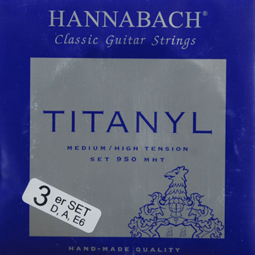 Hannabach Saiten für klassische Gitarre Serie 950 Medium/High Tension Titanyl - Set aus 3 Bässen (9507MHT)