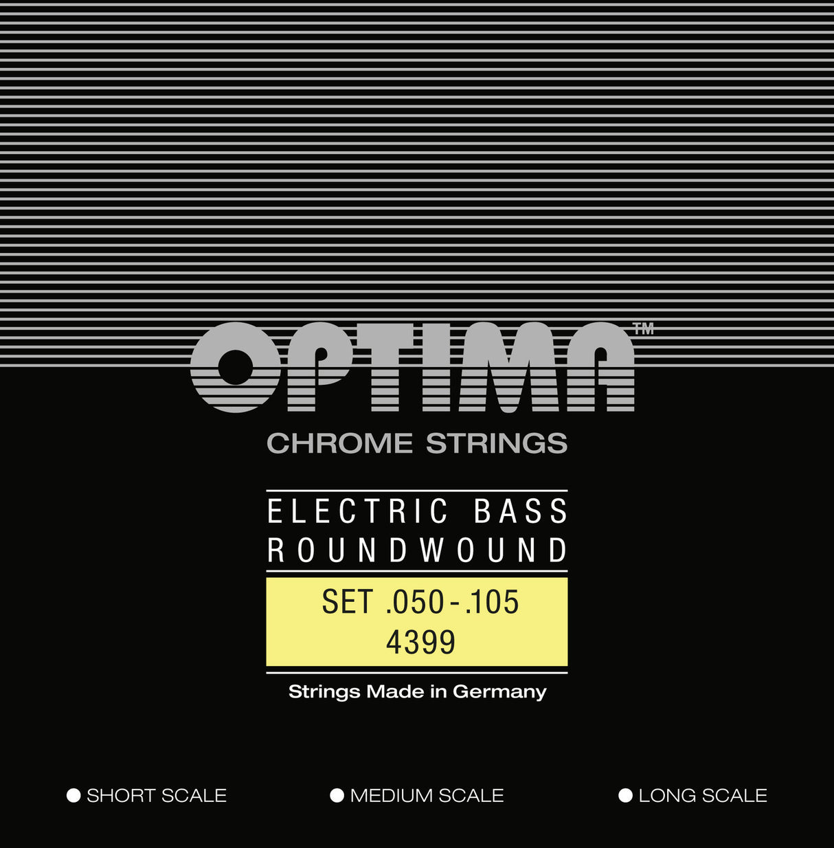 Optima E-Bass Saiten Chrome Strings Round Wound Long Scale - Set 4-saitig medium (4399M)
