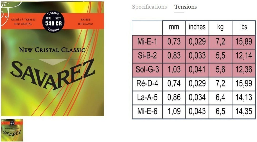 Savarez Saiten für klassische Gitarren New Cristal Classic - Satz (540CR)