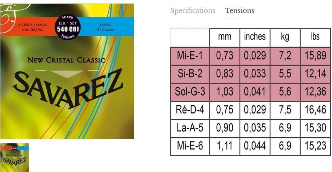 Savarez Saiten für klassische Gitarren New Cristal Classic - Satz (540CRJ)