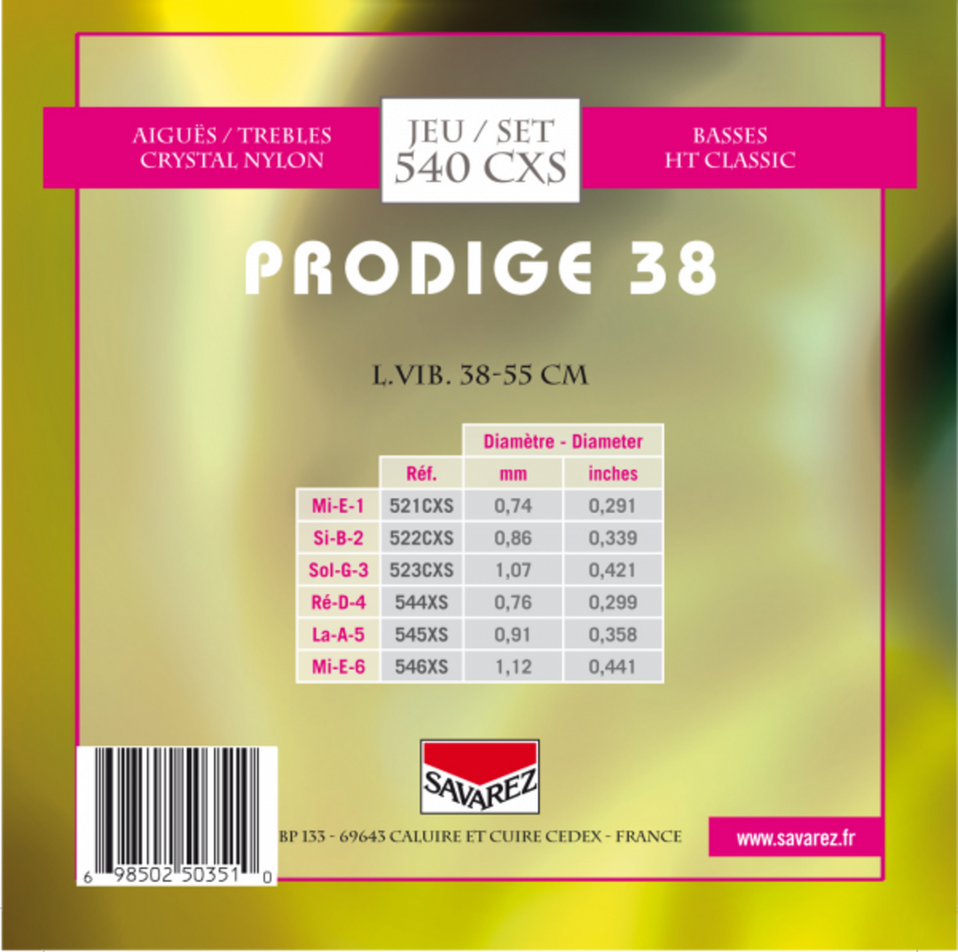 Savarez Saiten für klassische Gitarren Prodige 38 Kindergitarren - 1/8-1/2 Nylon (540CXS)