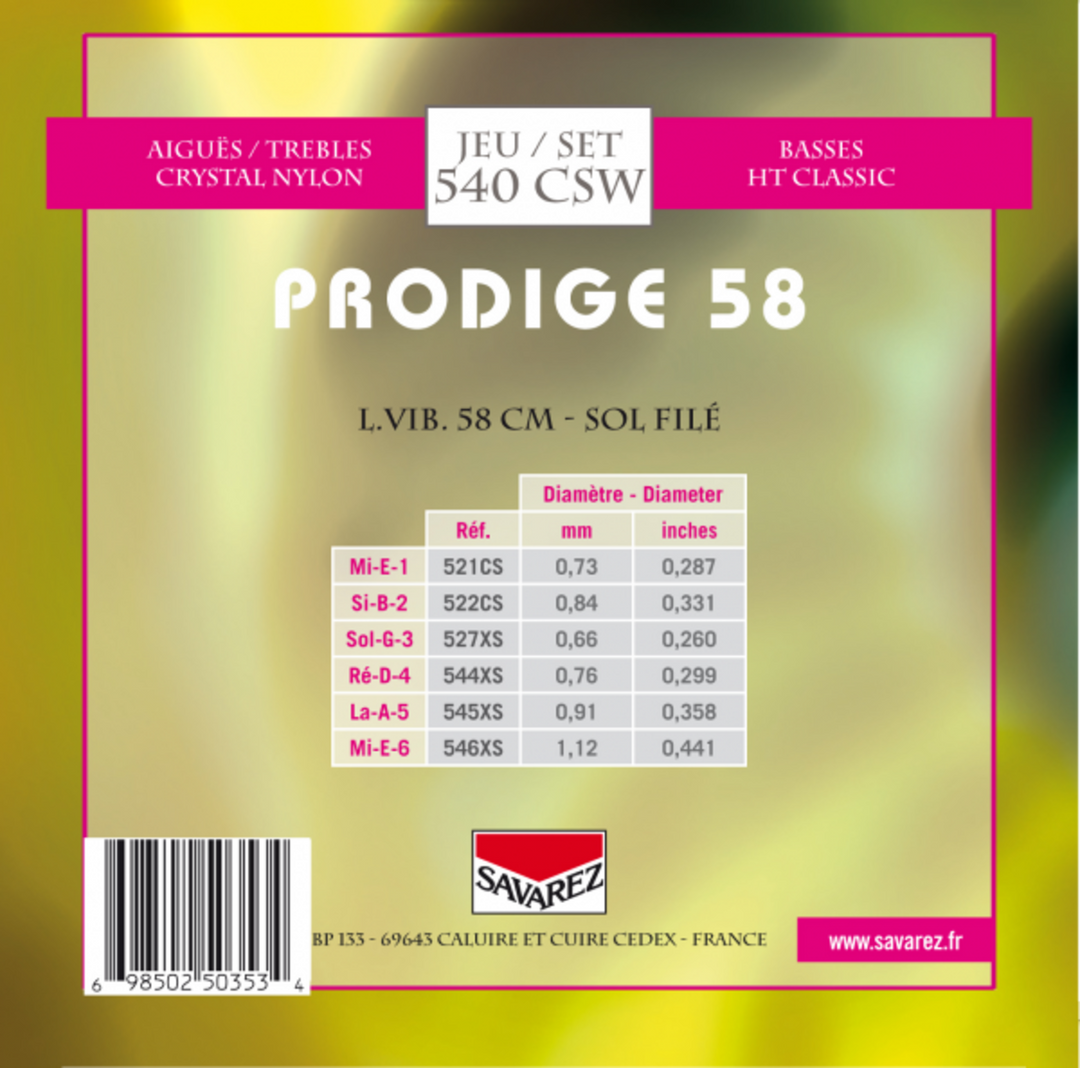 Savarez Saiten für klassische Gitarren Prodige 38 Kindergitarren - 3/4-7/8 Nylon Gw (540CSW)