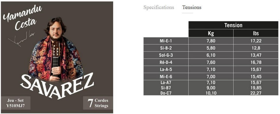 Savarez Saiten für klassische Gitarren YAMANDU COSTA 7-string - 7-string high tension (Y510MJ7)
