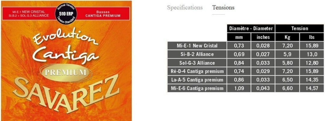 Savarez Saiten für klassische Gitarre Evolution Cantiga Premium - Set 510ERP (normal/medium)