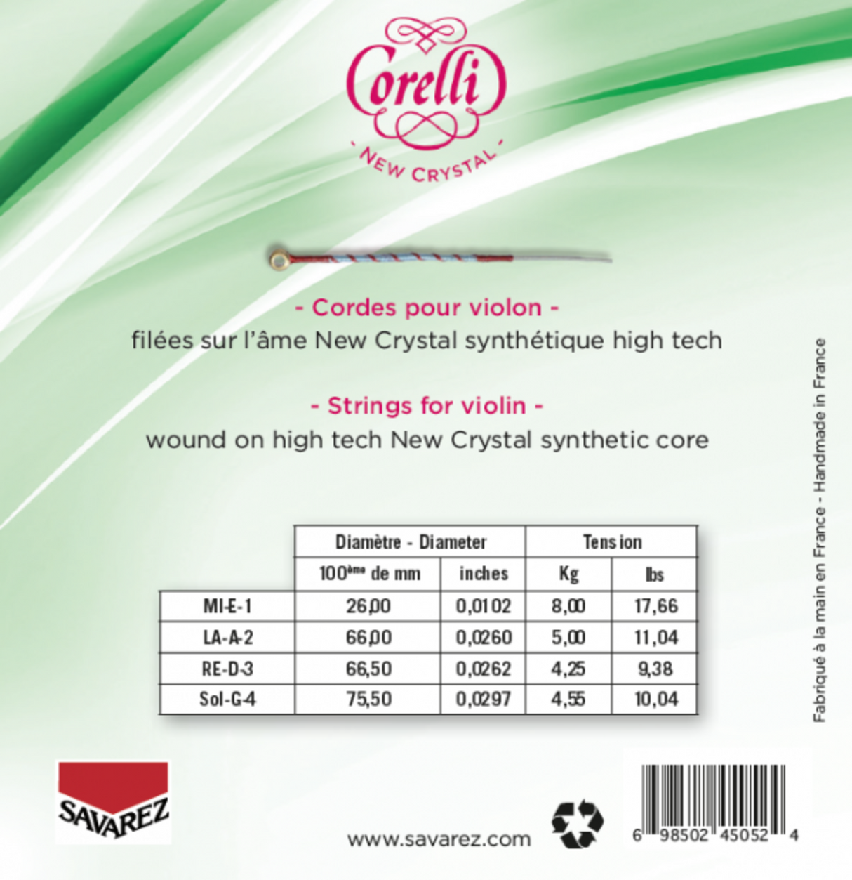 Corelli Violin strings New Crystal - Medium-light (700MLB)
