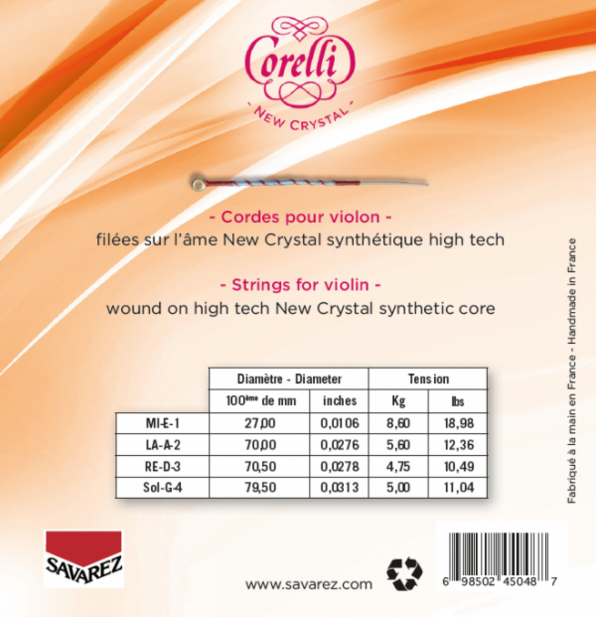 Corelli Violin strings New Crystal - Forte (700FB)
