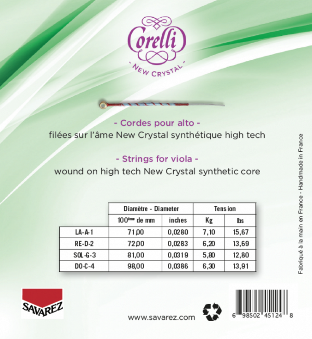 Corelli Violin strings New Crystal - Medium-light (700ML)