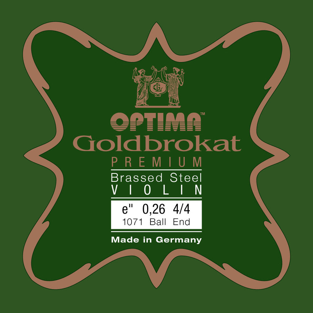 Optima Goldbrokat Premium Brassed E-streng 4/4-violin, 0,26 mm, kugle