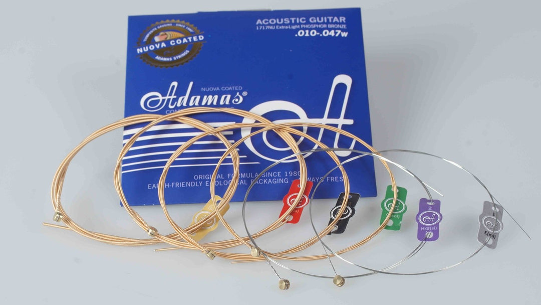 Adamas Saiten für Akustikgitarren Nuova phosphor bronze beschichtetes set (3) - Set von 3 Ex-Light .010 (1717NU-3)