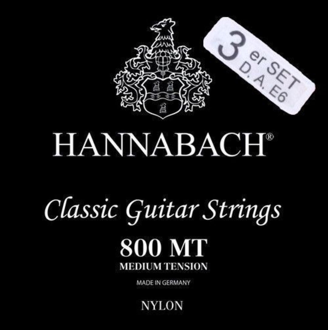Hannabach Saiten für klassische Gitarre Serie 800 Medium tension versilbert - Set mit 3 Bässen (8007MT)