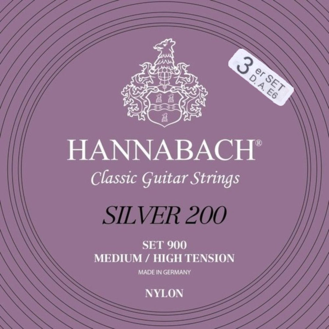 Hannabach Saiten für klassische Gitarren Series 900 Medium/High Tension Silver 200 - 3er Bass med-hi (9007MHT)