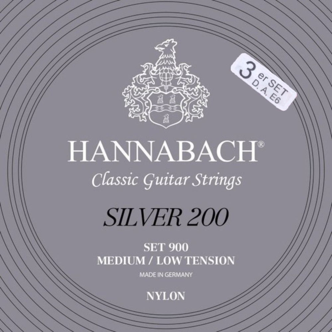 Hannabach Saiten für klassische Gitarren Series 900 Medium/Low Tension Silver 200 - 3er Bass med-low (9007MLT)