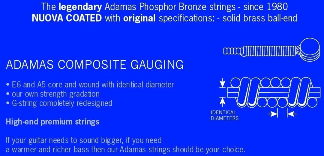 Adamas Saiten für Akustikgitarren Nuova phosphor bronze beschichtetes set (3) - Set von 3 Ex-Light .010 (1717NU-3)