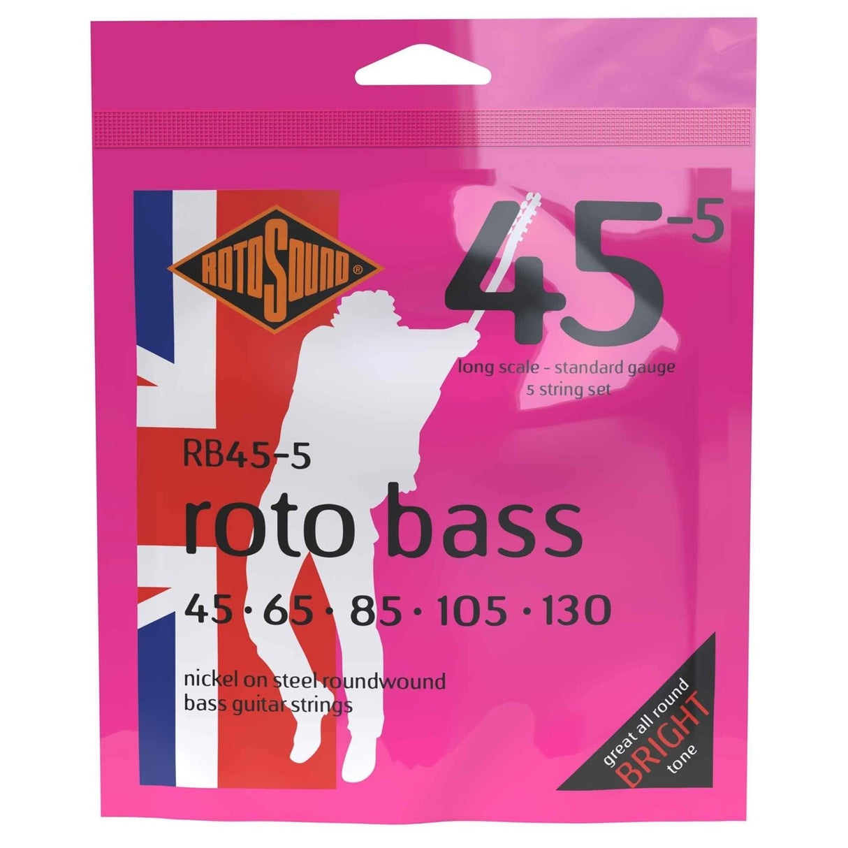 Rotosound E-Bass Saiten Roto Bass - Set 5-saitig Nickel Standard 45-130 (RB45-5)