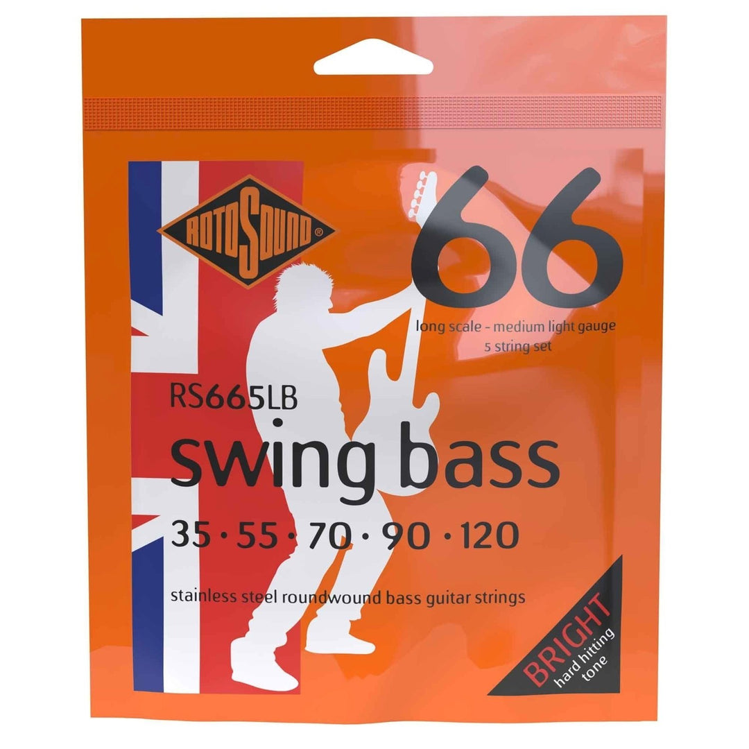 Rotosound E-Bass Saiten Swing Bass 66 - Set 5-saitig Edelstahl Medium-Light 35-120 (RS665LB)