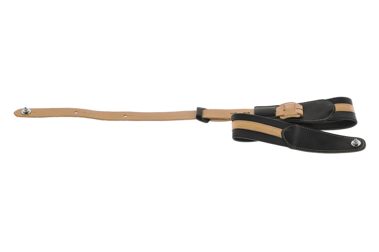 GEWA Gitarren Gurte Prestige 65 gepolsterte Security Locks - black punctured/braun