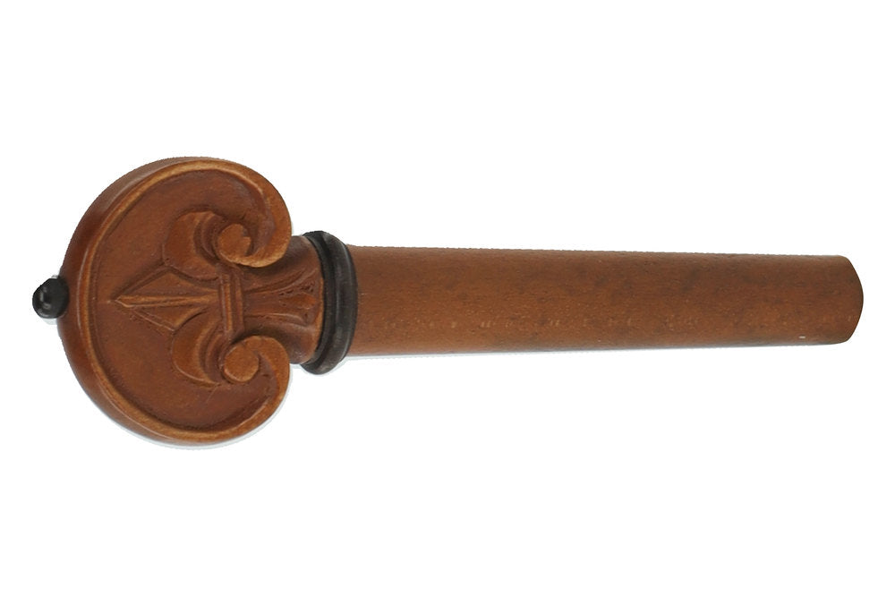 GEWA Barockwirbel aus Buchsbaum, Geige 4/4, handgeschnitzt, schwarzer Knopf und Ring
