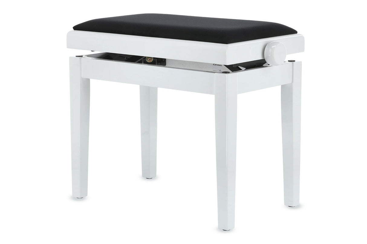 GEWA Piano bench Deluxe - White high gloss (Seat black)
