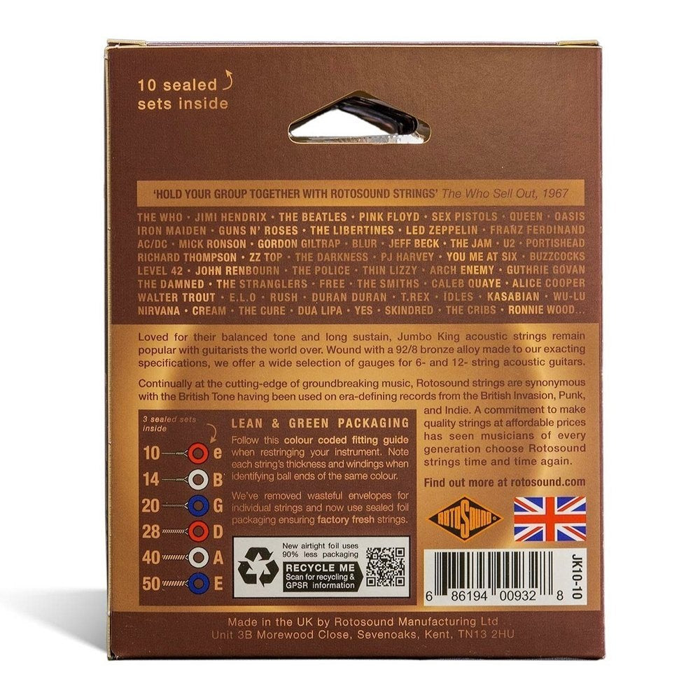 Rotosound Jumbo King JK10-10 Westerngitarrensaiten 10-50, 10 set