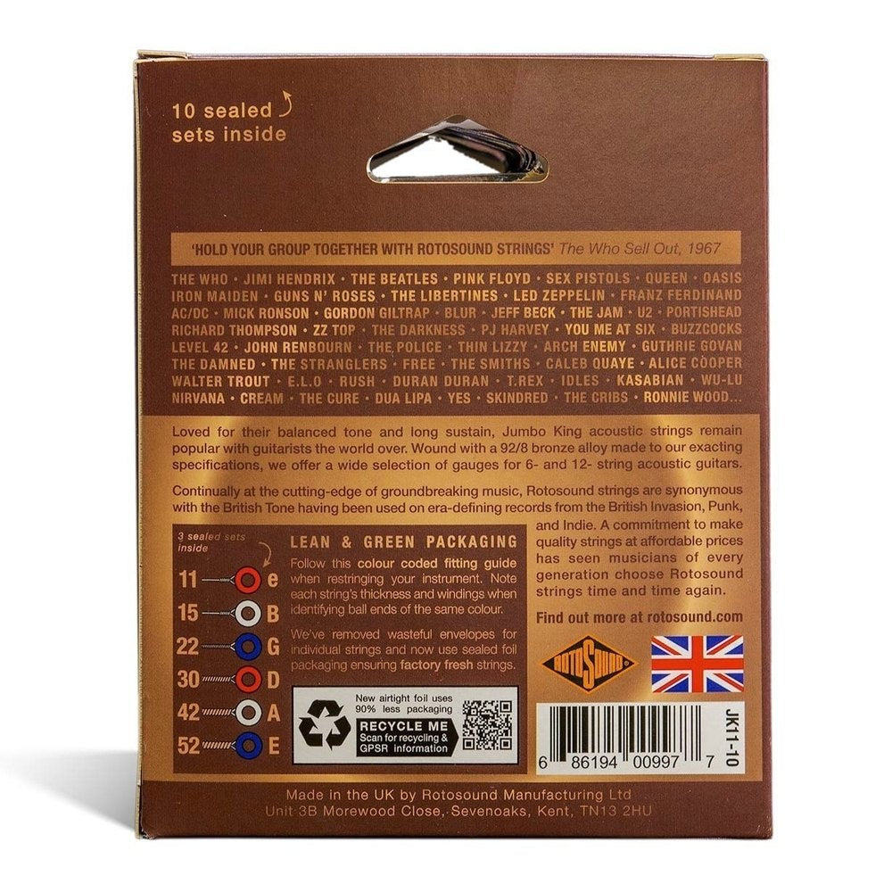 Rotosound Jumbo King JK11-10 Westerngitarrensaiten 11-52, 10 set