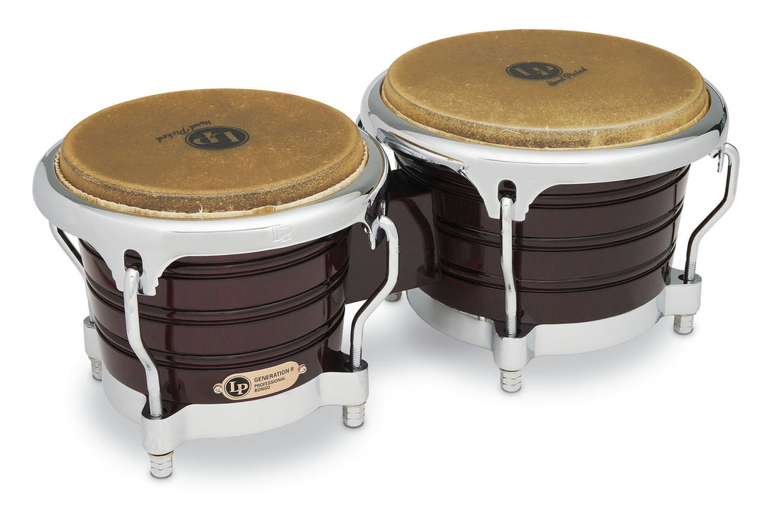 Latin Perkussion Bongo Generation II Wood - Dark Wood, Chrome HW (LP201AX-2DW)