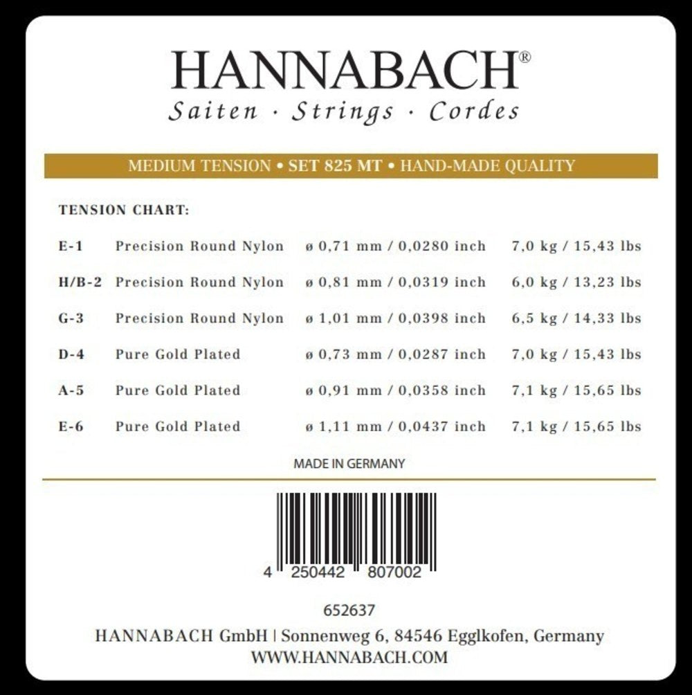 Hannabach 825 A5 Basssaite für klassische gitarren, medium tension