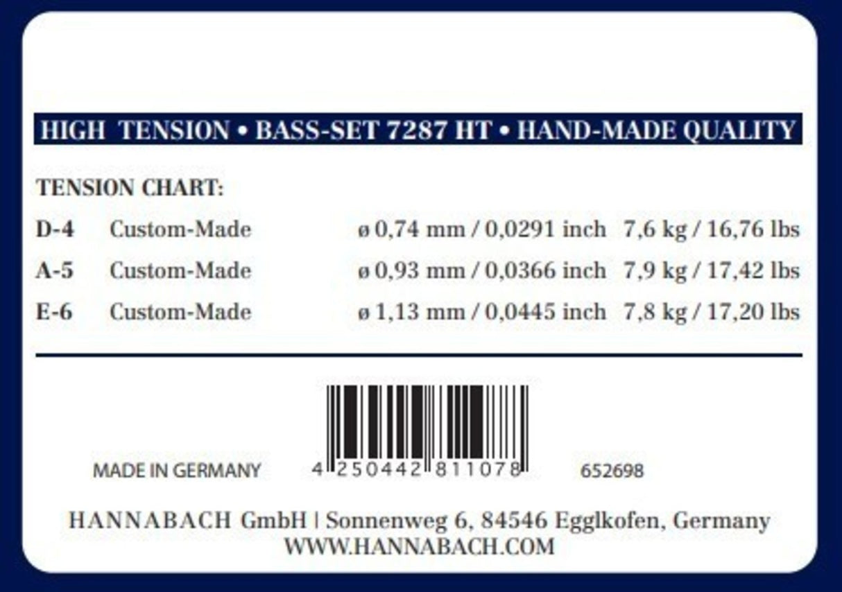 Hannabach Saiten für klassische Gitarren Series 728 High Tension Custom Made - 3er Bass high (7287HT)