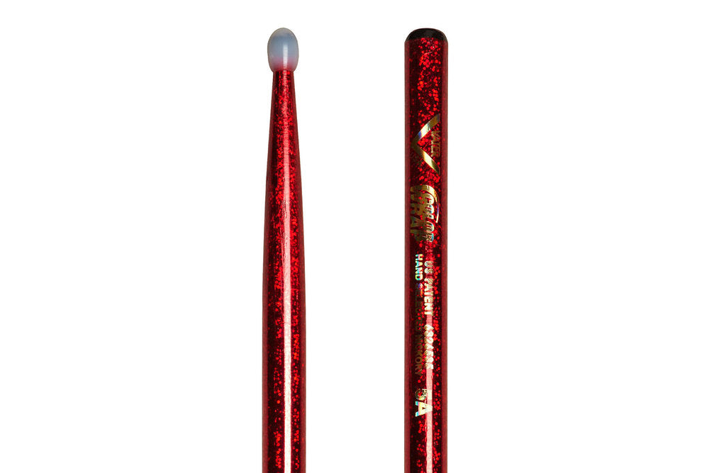 Vater Color Wrap 5A Red Sparkle schlagzeugstöcke, Hickory, Nylonspitze