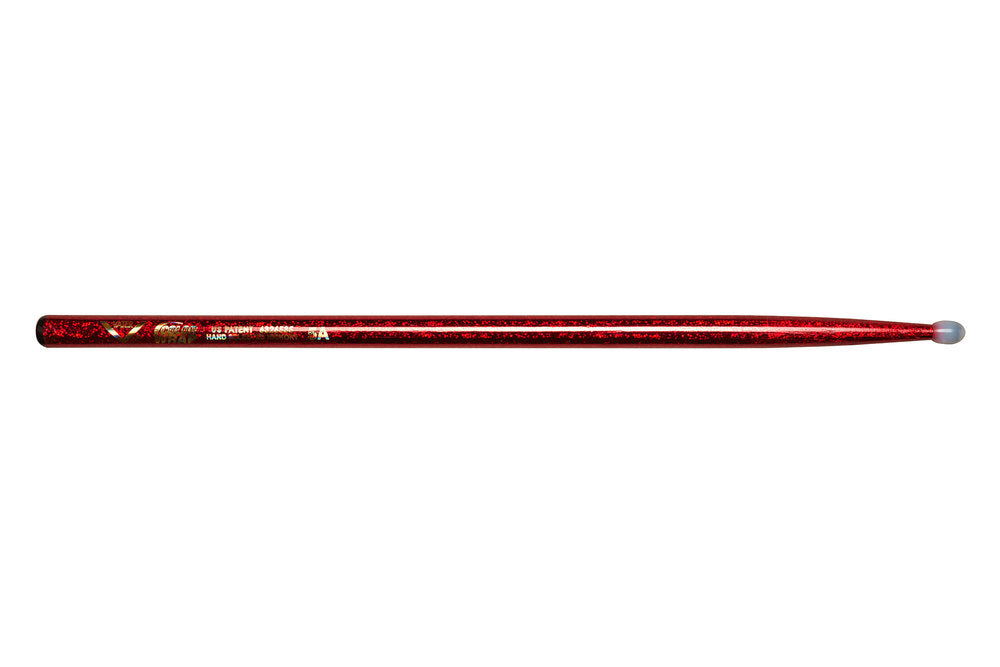 Vater Color Wrap 5A Red Sparkle schlagzeugstöcke, Hickory, Nylonspitze