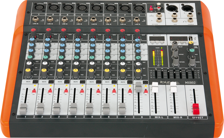 Ibiza 8-Kanal Mixer mit USB und Bluetooth
