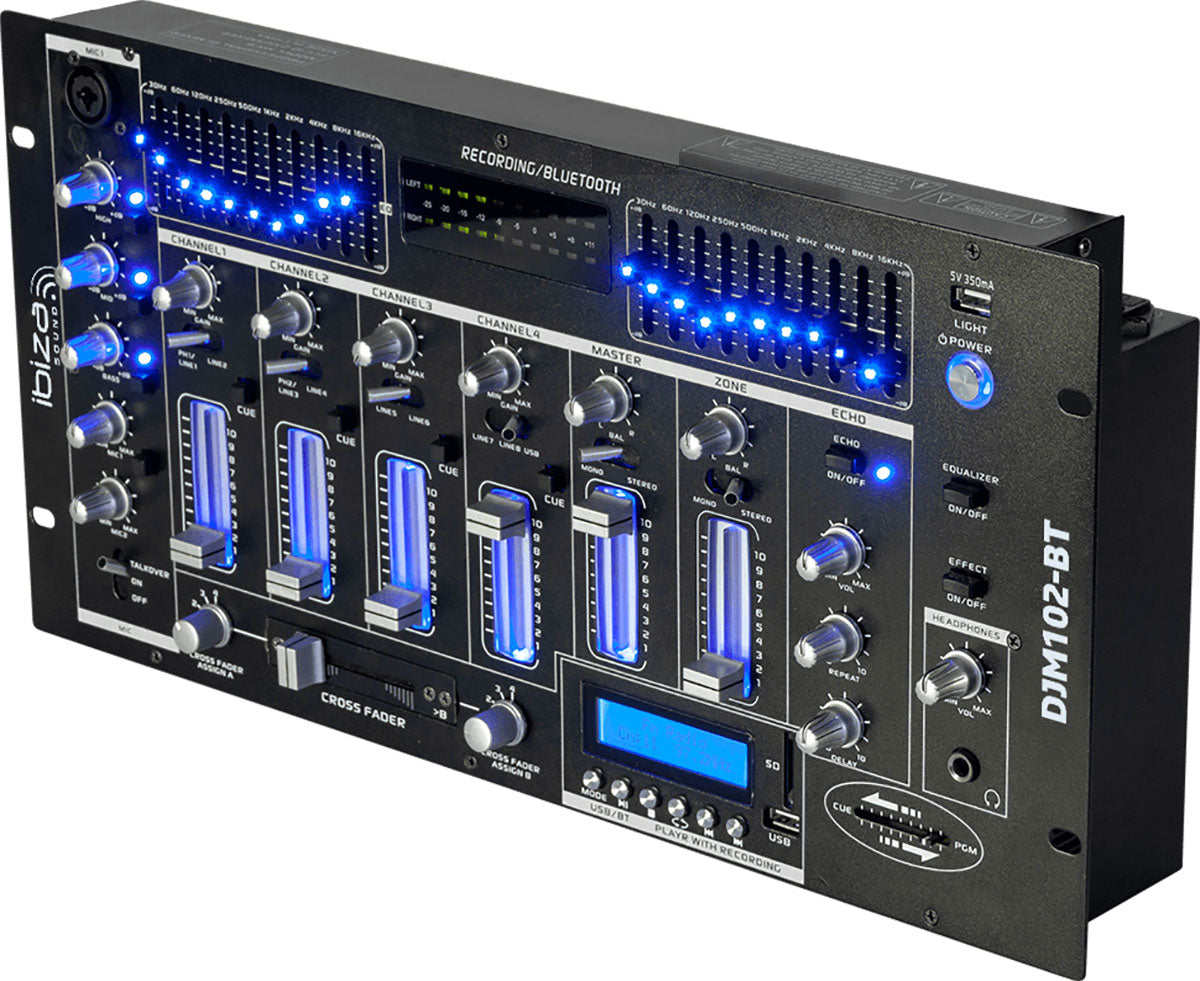 Ibiza 6-Kanal Mixer/12 Eingänge mit USB und Bluetooth