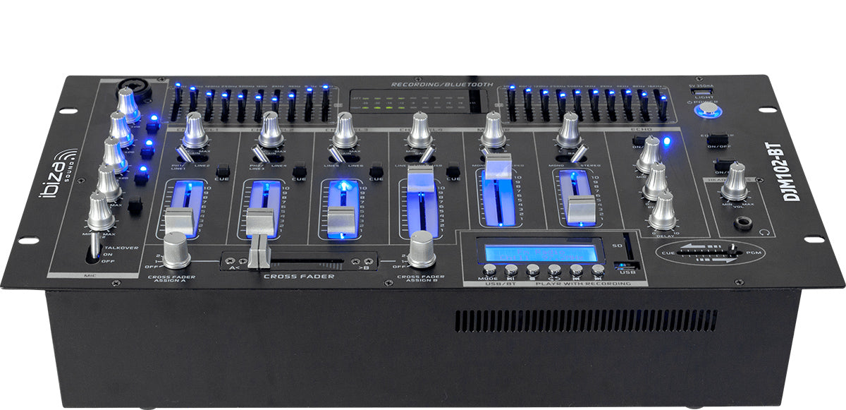 Ibiza 6-Kanal Mixer/12 Eingänge mit USB und Bluetooth