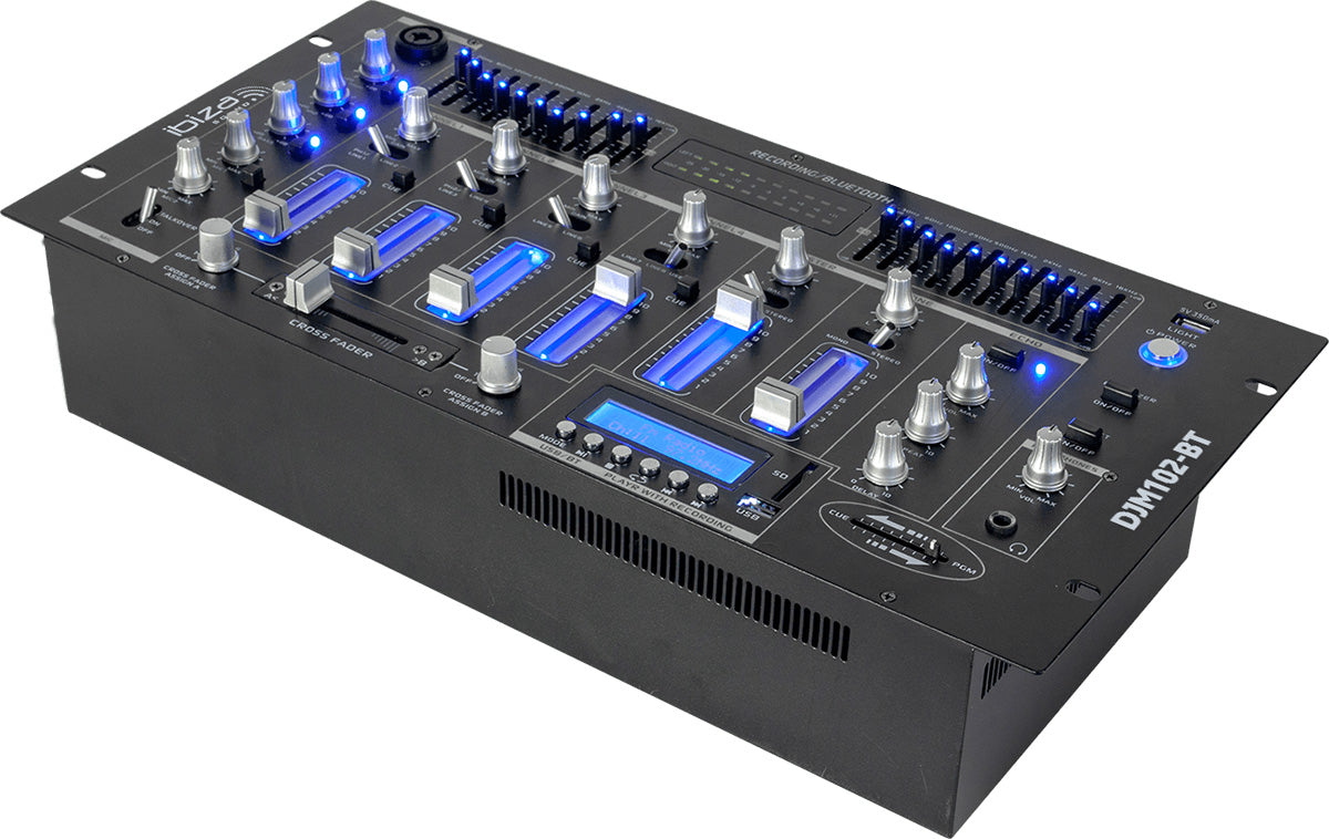 Ibiza 6-Kanal Mixer/12 Eingänge mit USB und Bluetooth