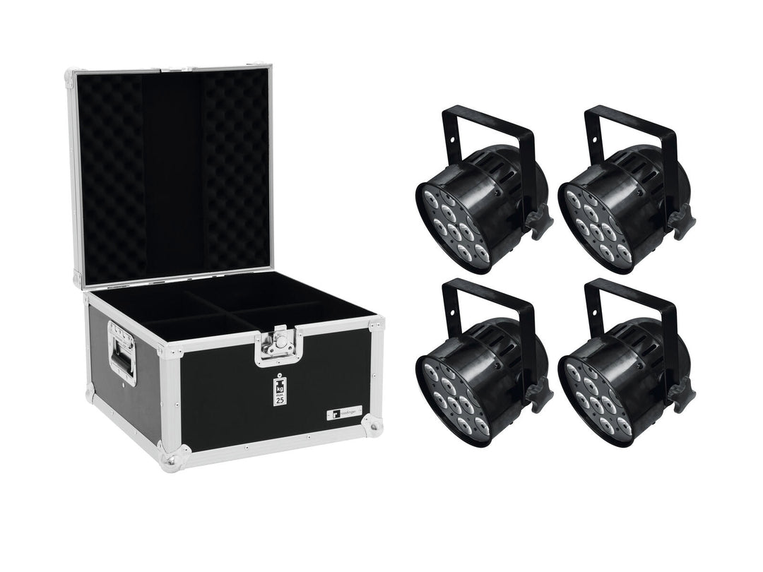 EUROLITE Set 4x LED PAR-56 HCL Kurz bk + EPS-Koffer